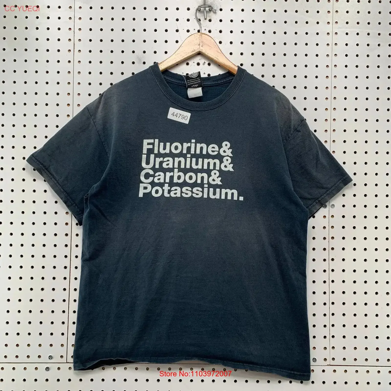 T-shirt vintage ThinkGeek pour homme, grande taille, noir délavé, fluor, urane, carbone, potassium, style streetwear vintage, doux et élégant
