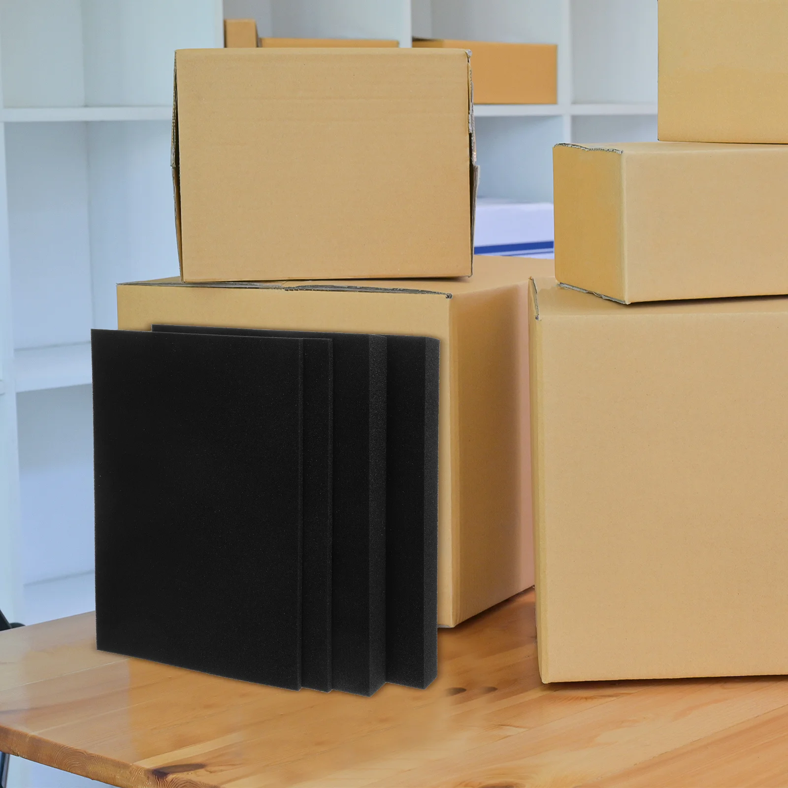 4 قطعة إدراج رغوة قابلة للتمزيق صفائح رغوة سوداء مكعبة مسبقًا التعبئة والتغليف الواقية توسيد التعبئة والتغليف للعناصر الهشة الصغيرة #1