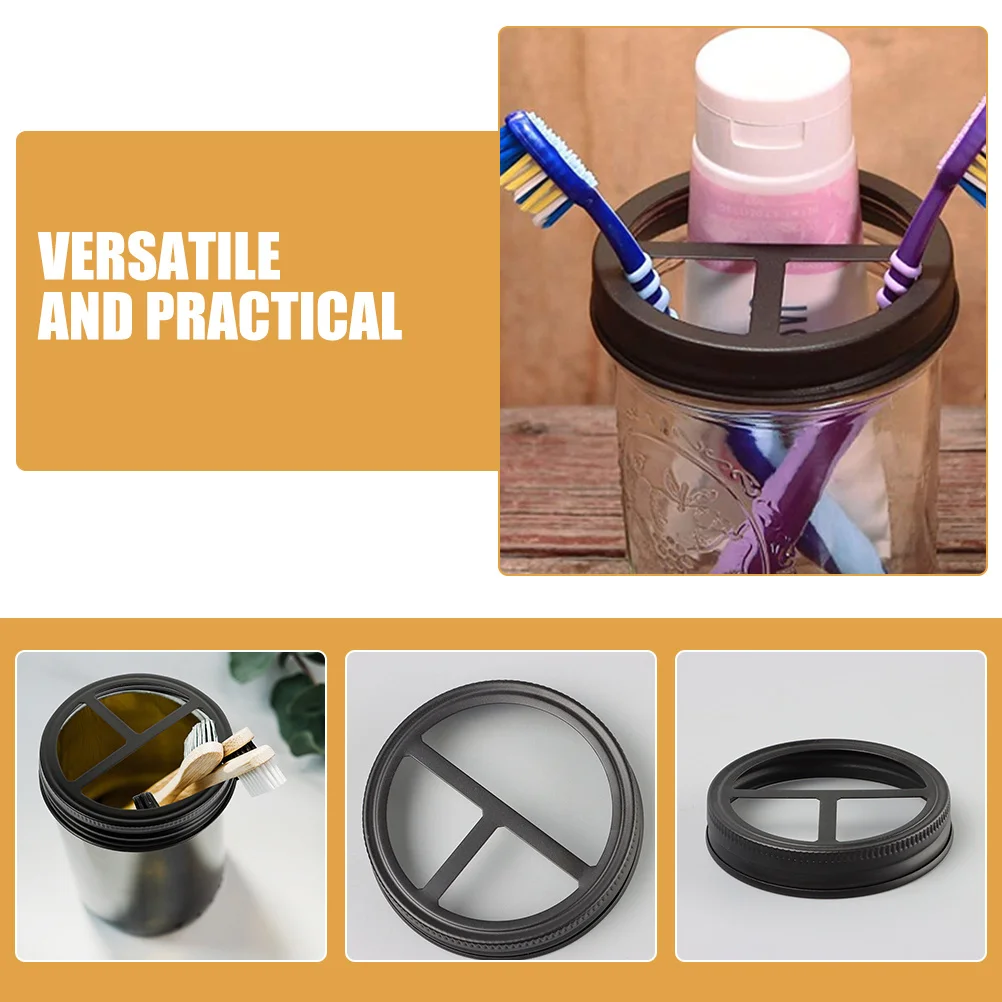 4Pcs Wide Mouth Mason Jar Toothbrush Holder Lids Round Metal Bathroom Accessories Toothbrush Toothpaste Storage Caps