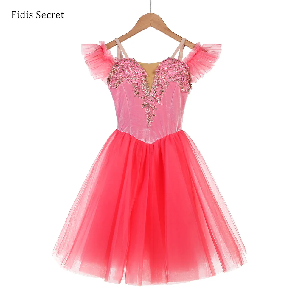 corsage-en-velours-rose-vetements-de-scene-avec-jupe-longue-rouge-pasteque-robe-de-ballet-romantique-pour-filles-costumes-tutus-de-spectacle-de-danse-de-ballerine