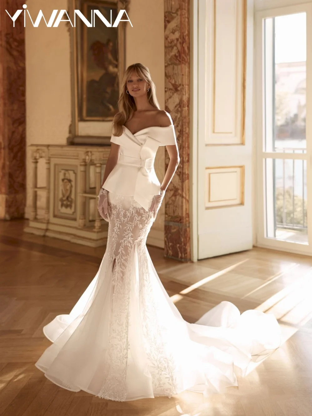 

Dazzling Beaded Wedding Dress Sexy Illusion Off Shoulder Bridal Gown New Customized Luxurious Mermaid Long Dresses For Bride
