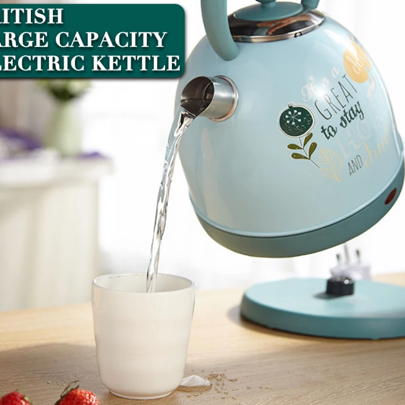 

Vintage Electric Kettle 304 Stainless Steel Quick-Burning Water Boiler Household Kitchen Appliances Coffee Kettle Tea Pot