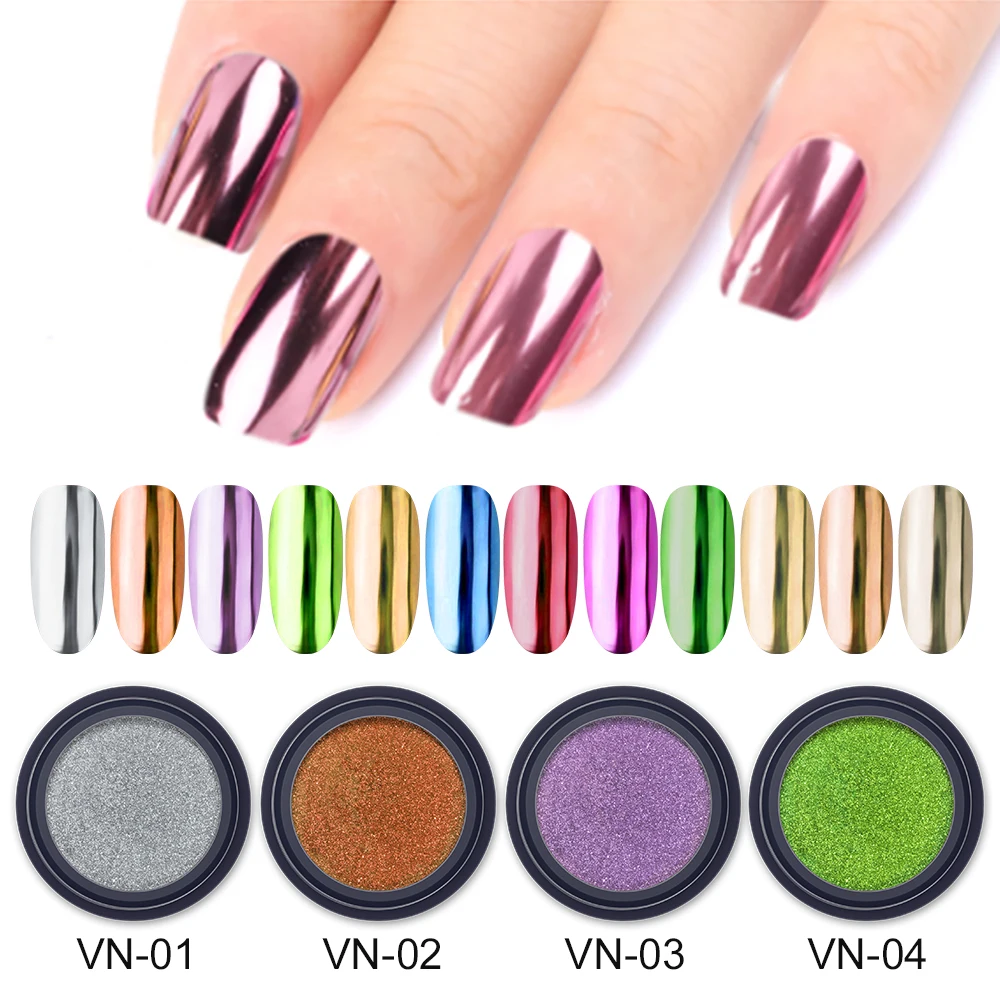 Polvere per unghie cromata metallizzata per unghie a 12 colori, polvere per specchio magico sfregamento decorativo Glitter Pigment Flakes decorazione per unghie