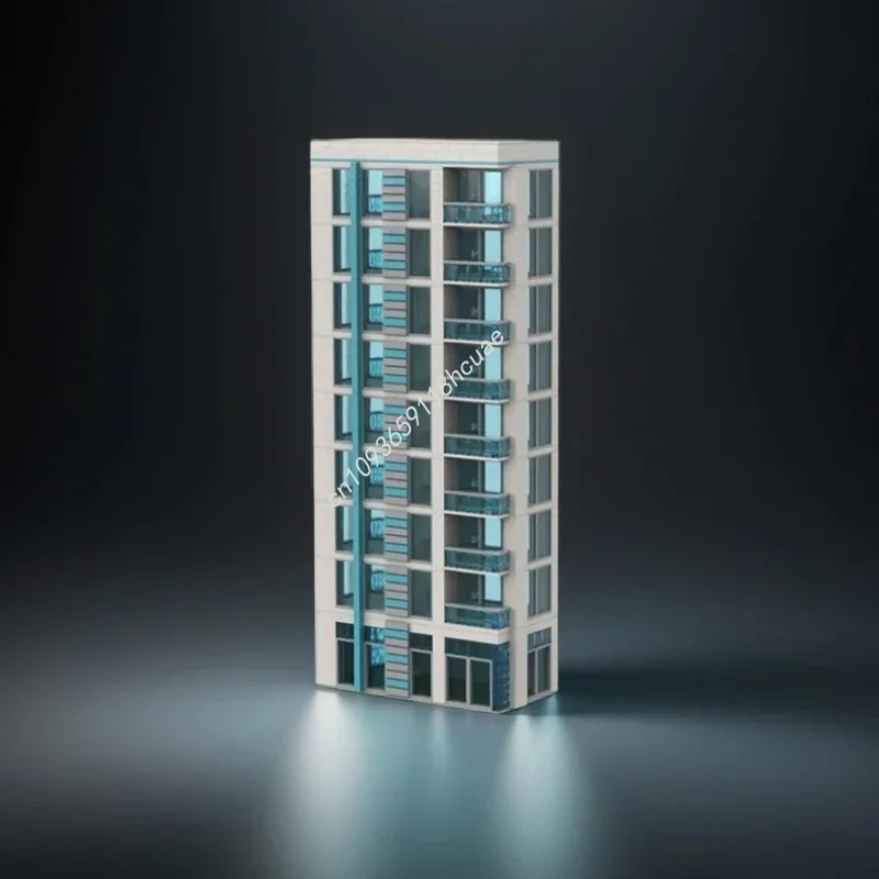 1575 pçs moc azul e branco arranha-céu cityed modelo blocos de construção montar presentes natal diy brinquedo educação crianças