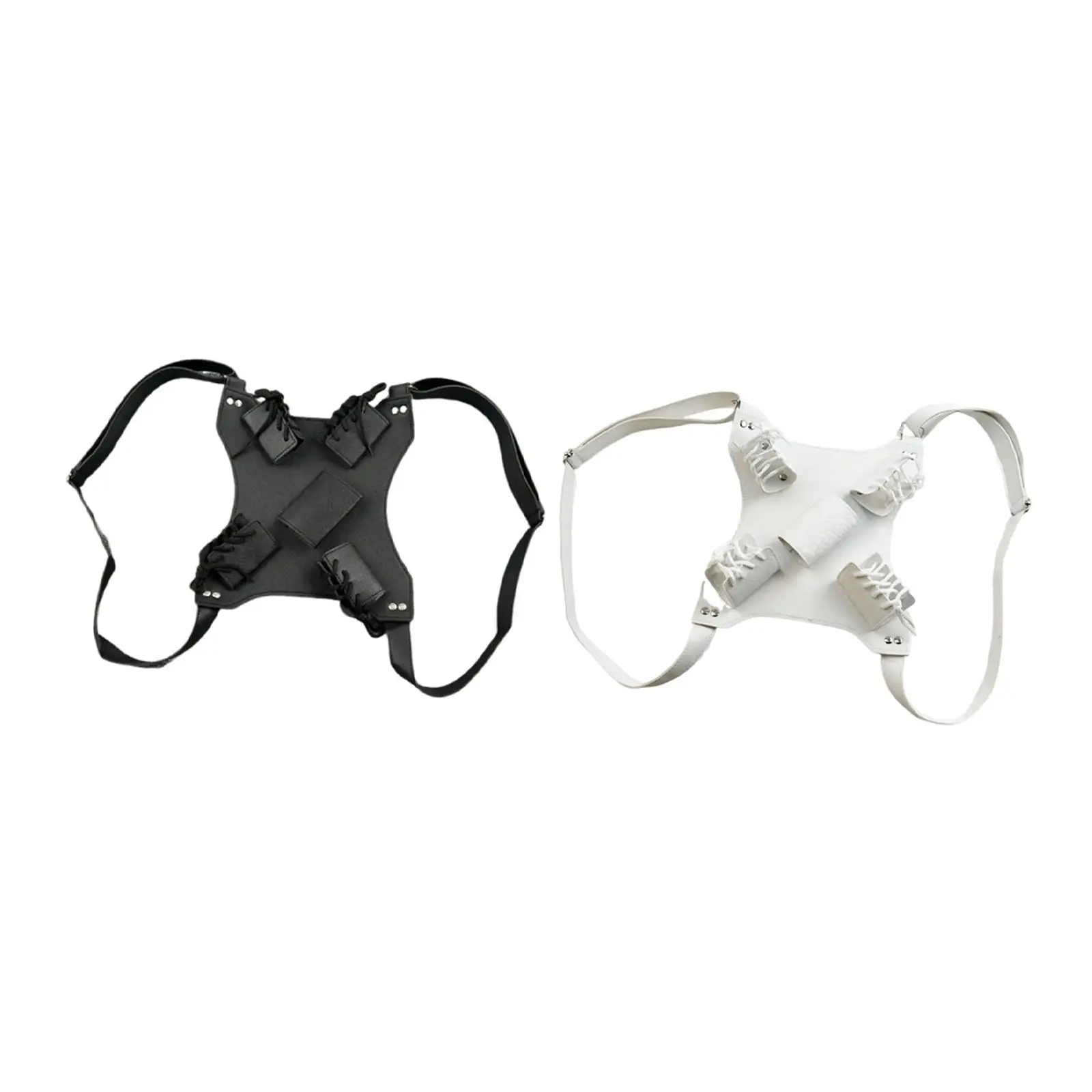 Kids Double Knife Cosplay Strap PU Leather Adjustable Shoulder Armour Prop for Creative Role Play