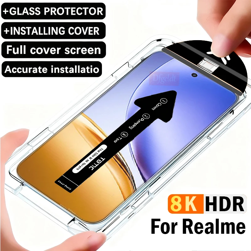 

8K закаленное стекло с автоматической установкой без пыли для Realme 15 14 13 12 15T 14x 14t 12x Защитная пленка для экрана Realme Q5 Q3 Pro Q3S