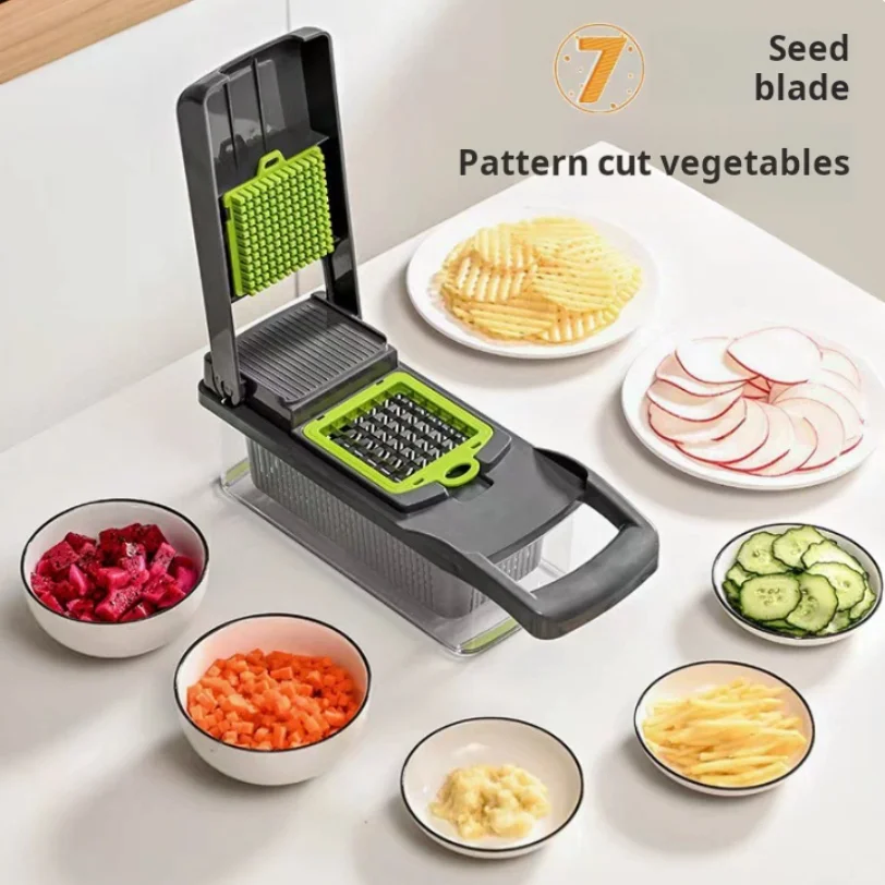 

14/16 Pieces Set Vegetable Chopper Multifunctional Fruit Slicer Manual Food Grater Cutter With Container Chopper Kitchen Stuff