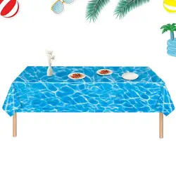 푸른 바다 바다 테마 식탁보, 바다 파도 테이블 천, 생일 축하 파티 장식, 여름 생일, 137x274cm