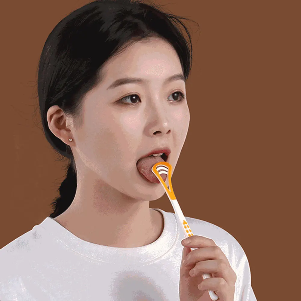 فرشاة اللسان البلاستيكية مكشطة اللسان للبالغين منظف اللسان فرشاة تنظيف الفم العناية بالفم للحفاظ على التنفس المنعش #3