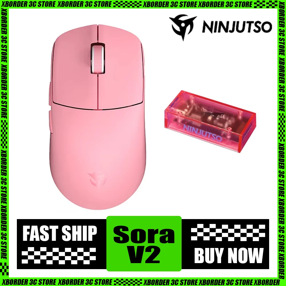 

In-Stock Ninjutso Sora V2 Pink Mouse 8k Paw3395 Lightweight Dual Mode Wireless Gaming Mouse E-Sports Fps Gaming Mouse Pc Gamer