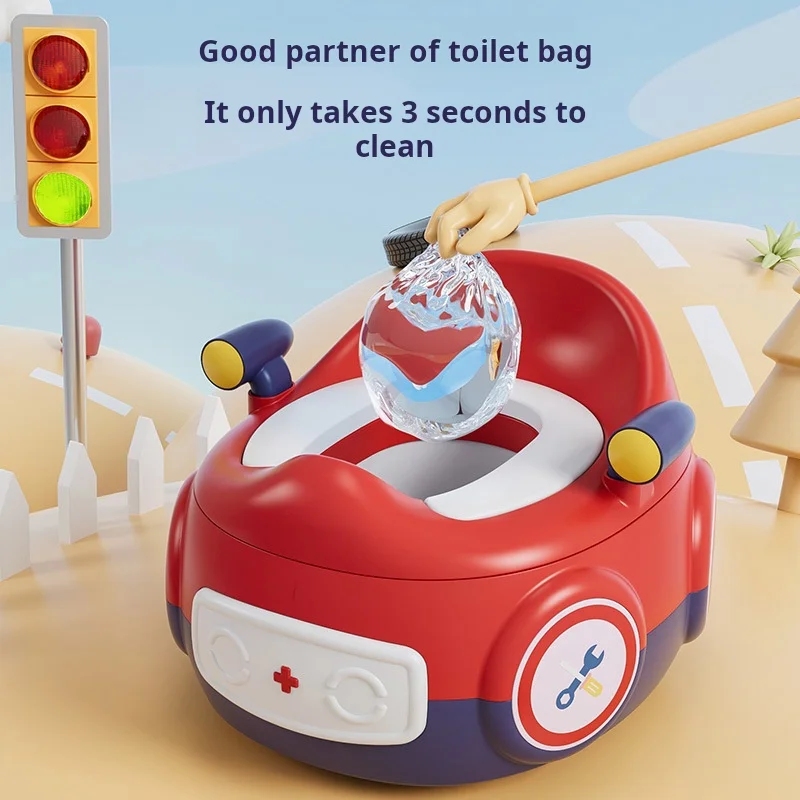 Multifunctional three-purpose children\'s toilet car combination toilet baby portable PU toilet wc