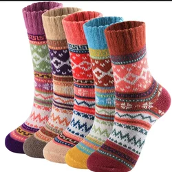 1 Pairs Autumn and Winter Fashion Thick Warm Thermal Cashmere Snow Women  Folk-custom Retro Nordic Style Rabbit Wool Socks Носки