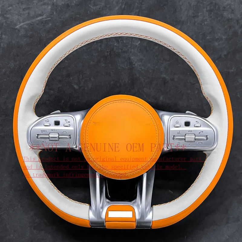 For Mercedes-Benz Full Series Hermes Orange Outer Ring Off White Inner Ring Electroplated Kit Steering Wheel Horn Shell