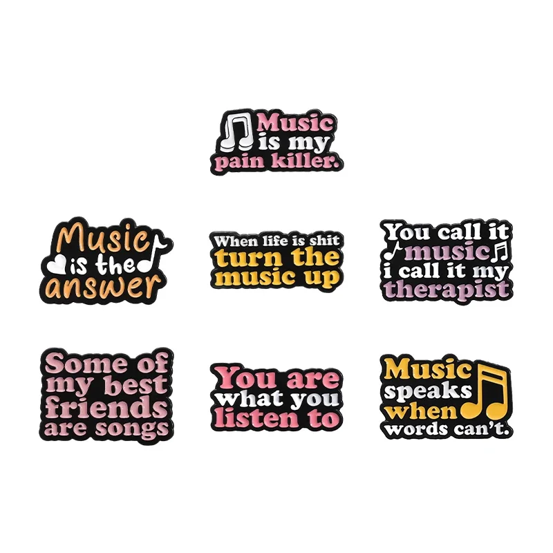 

Music Enthusiast Brooch Enamel Pins Custom Music Is My Pain Killer Music Is The Answer Brooches Backpack Lapel Badges Cute Gift