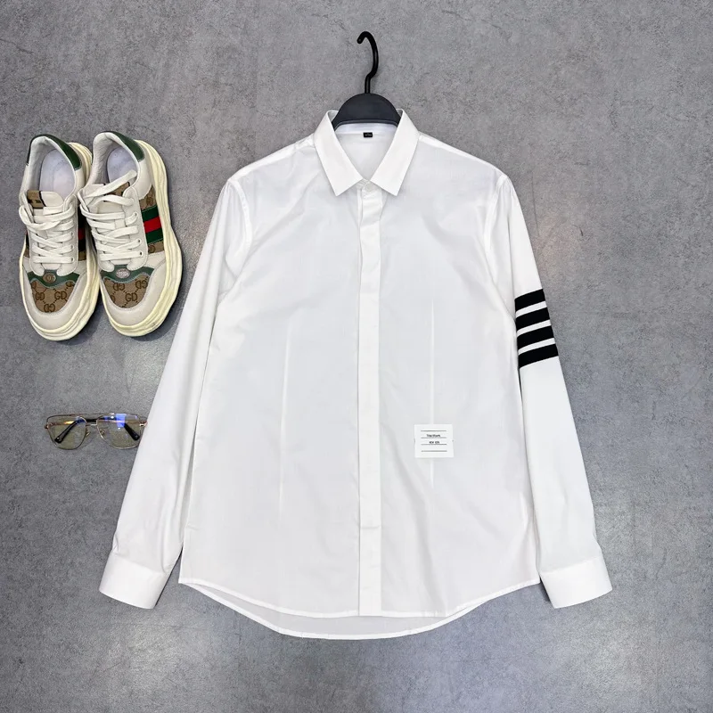

Faionable Striped Long Sve Casual Collar Busin irt for Men Spring Autumn Bird Poer Brand Versatile irt