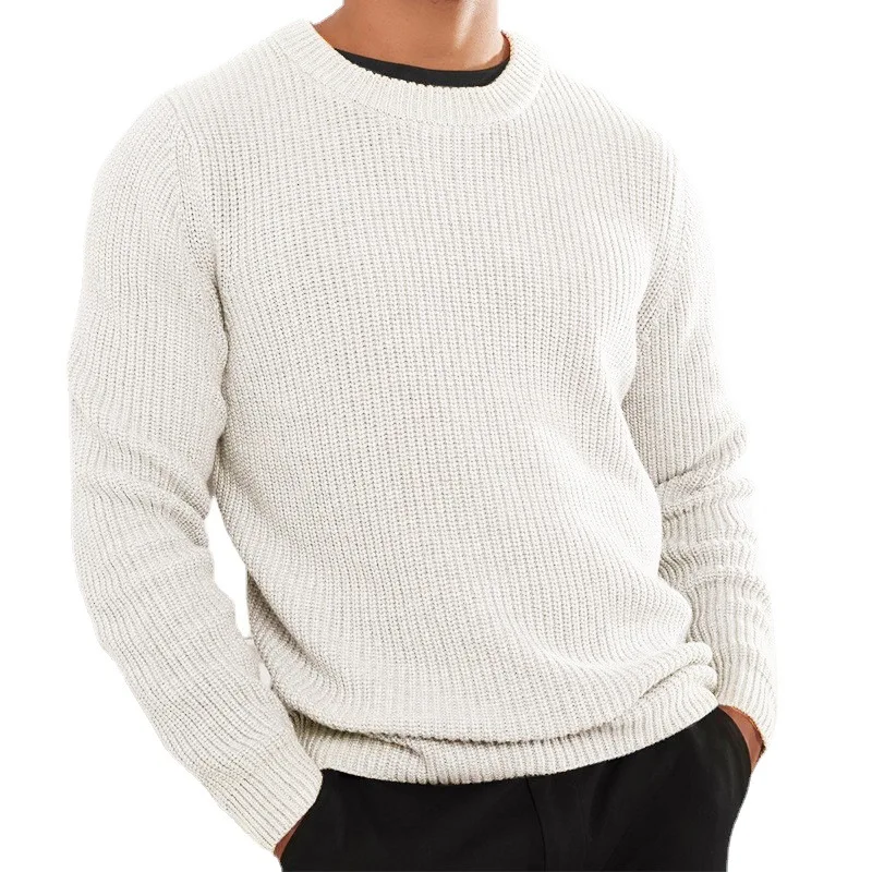 

New Casual Men's Solid Color Sweater Knitted Pullovers