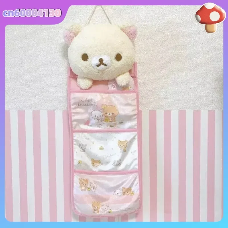 New Rilakkuma Plush Bear Large Capacity Wall Hanging Storage Bag, Dorm Door Back Organizer Pouch For Sundries & Accessories - view 2