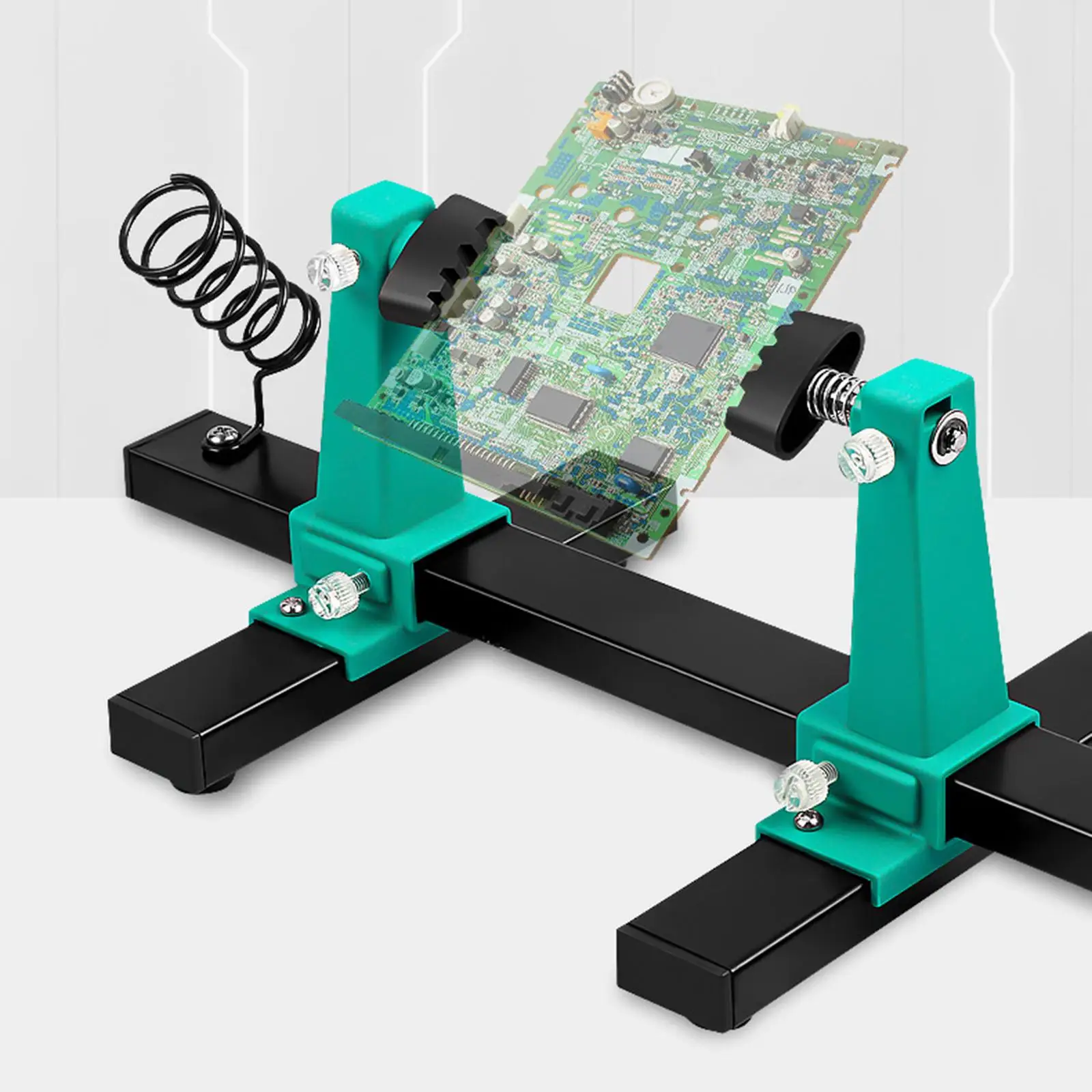 Imagem -03 - Suporte de Placa de Circuito e Reparo Suporte Ajustável Pcb Soldagem Desoldering Estável Braçadeira Auxiliar Flexível Placa Base do Suporte Pcb