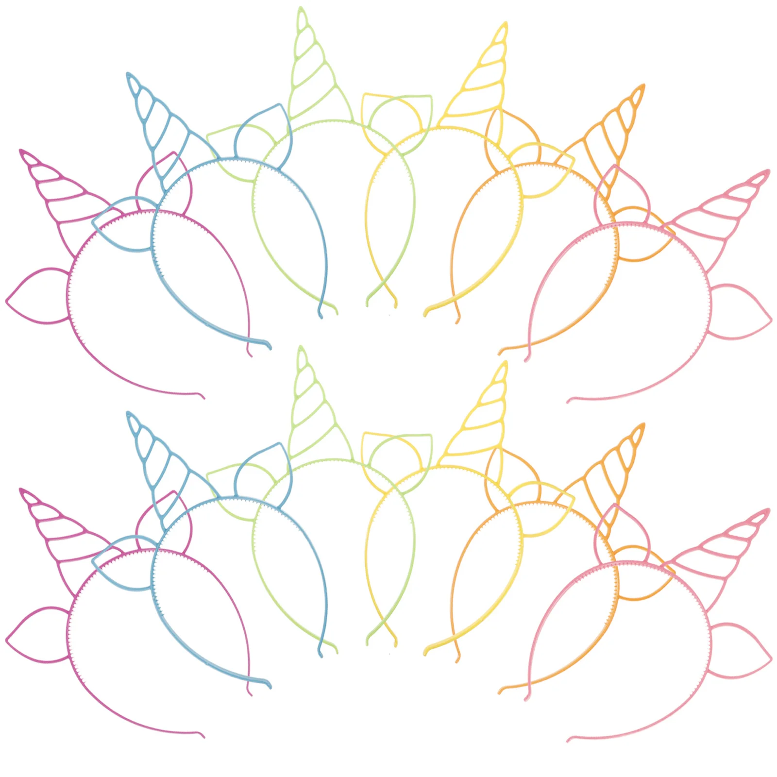 

12 шт., повязки на голову ярких цветов, дизайн ушей единорога, пластиковые детские аксессуары для волос для детей, вечерние, выпускной, танцевальная одежда для косплея