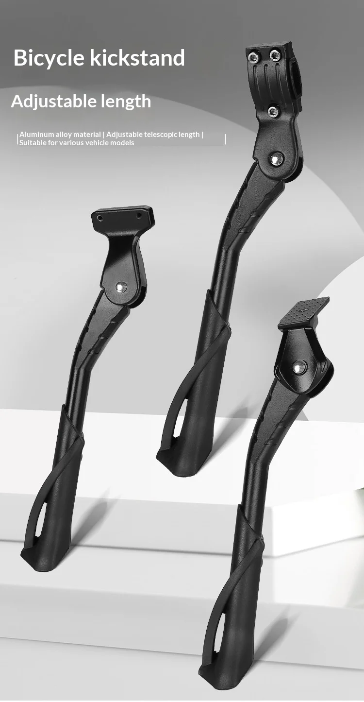 Verstellbarer Fahrradständer aus Aluminiumlegierung, hinten montierter Fahrrad-Seitenständer für MTB, Mountainbike, Rennrad, Fahrradzubehör – Detail 1