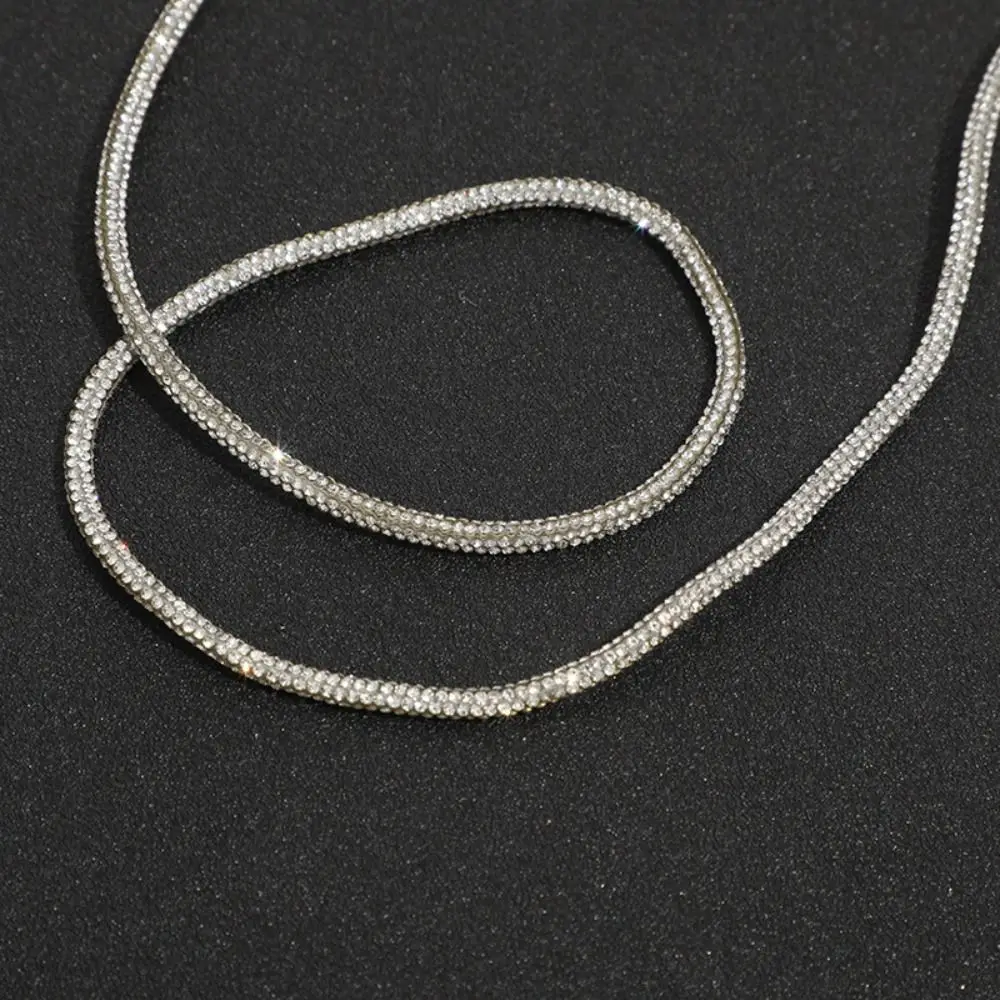 2 ياردة العالمي لامعة الراين جولة الحبل الكريستال التشذيب DIY أربطة الحذاء بلينغ سلسلة الرباط حقيبة حزام #2