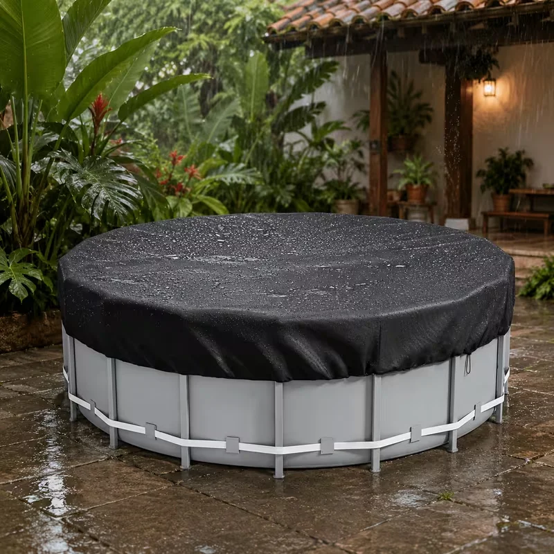 1 Piece Round Pool Cover Waterproof Foldable Inground Pool Protector Dustproof Insect Resistant Cover for Swimming Pool