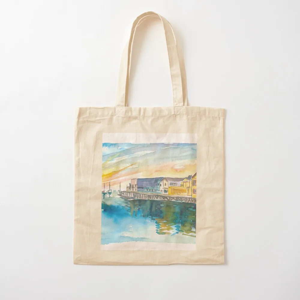 

Monterey Bay California Cannery Row Waterfront Tote Bag bags luxury women canvas shopping bag Canvas Tote Bag