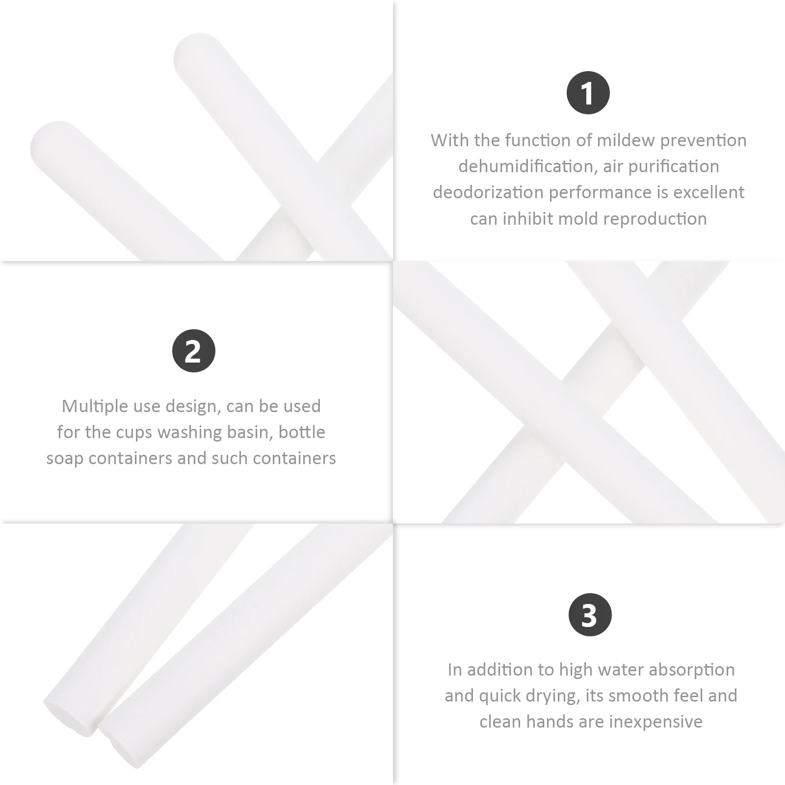 

3pcs Dehumidifying Sticks Diatomite Cups Wash Basin Drying Tools Moisture Absorption Anti Mold Household Desiccant Rods Dry