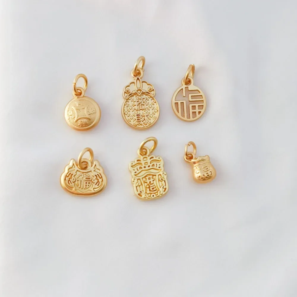 

18K Gold-plated Ancient Method Gold "Fu" Character Pendant Bracelet Diy Tag for Attracting Wealth Good Fortune Prosperity