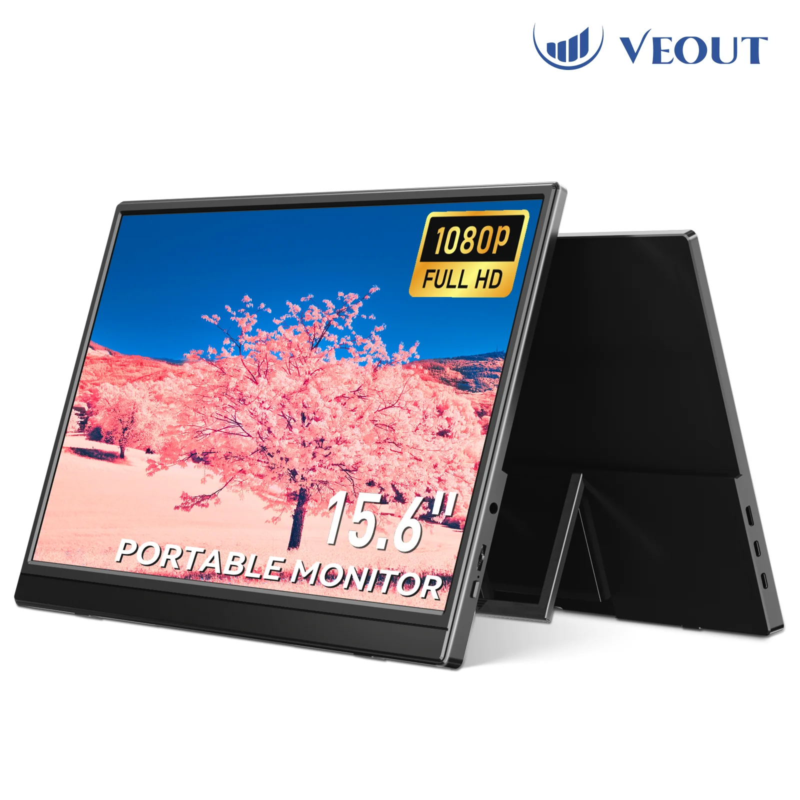 VEOUT Monitor portátil para juegos, pantalla IPS de 15,6 pulgadas, 60HZ, 1080P, LCD, FHD, segunda pantalla externa para teléfono