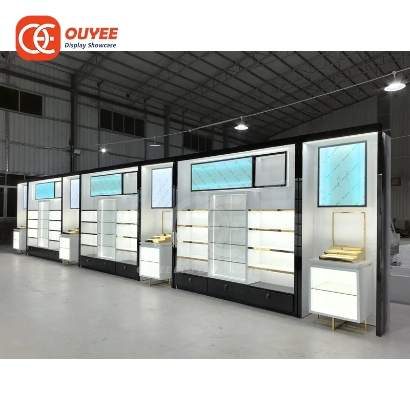 custom.Latest Design Eco-Friendly Factory Direct Made LED Lighting Perfume Display Cabinet with 3D Design Service Retail Sho
