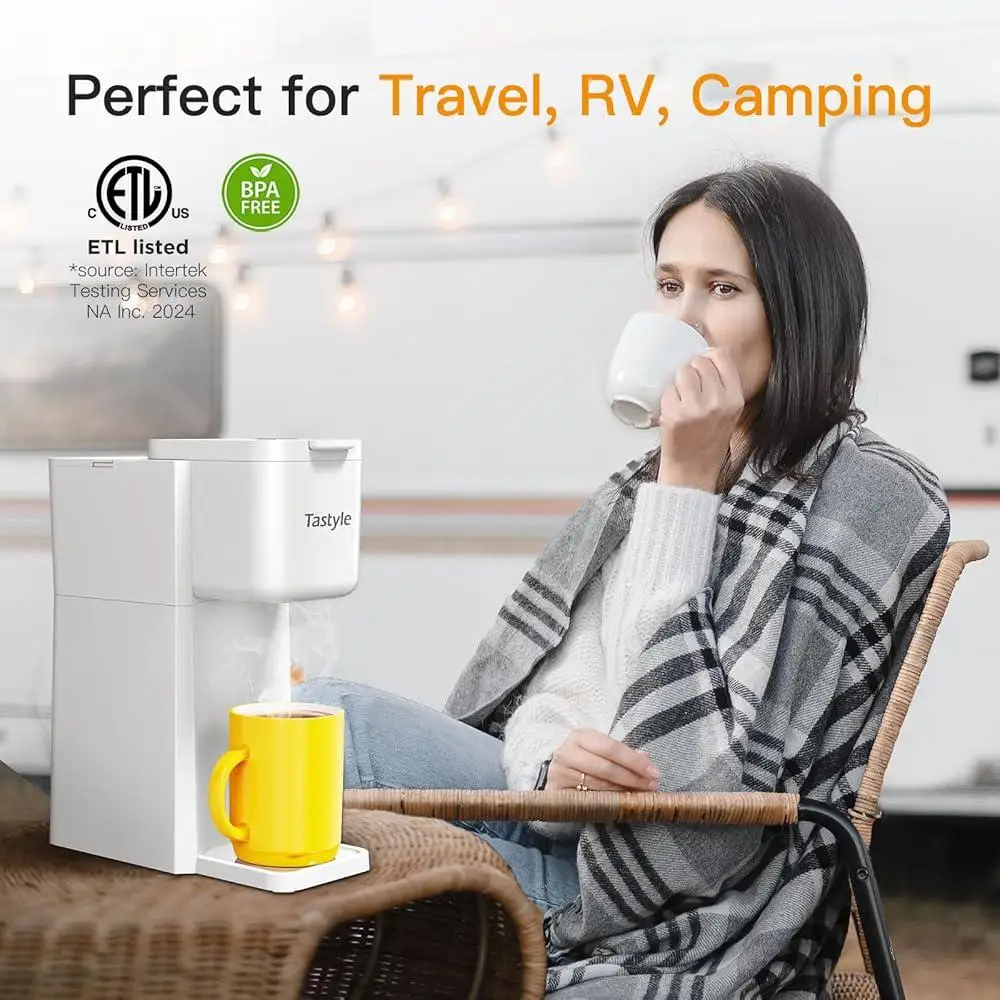 Caffettiera portatile Mini macchina per la produzione calda e ghiacciata compatibile con K-Cup e caffè macinato facile da pulire con libro delle ricette