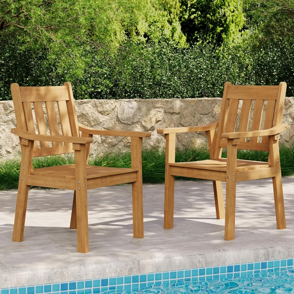 

Набор из 2 стульев для патио, всепогодные обеденные стулья на открытом воздухе с широким изогнутым сиденьем и спинкой - стул для уличной мебели для O