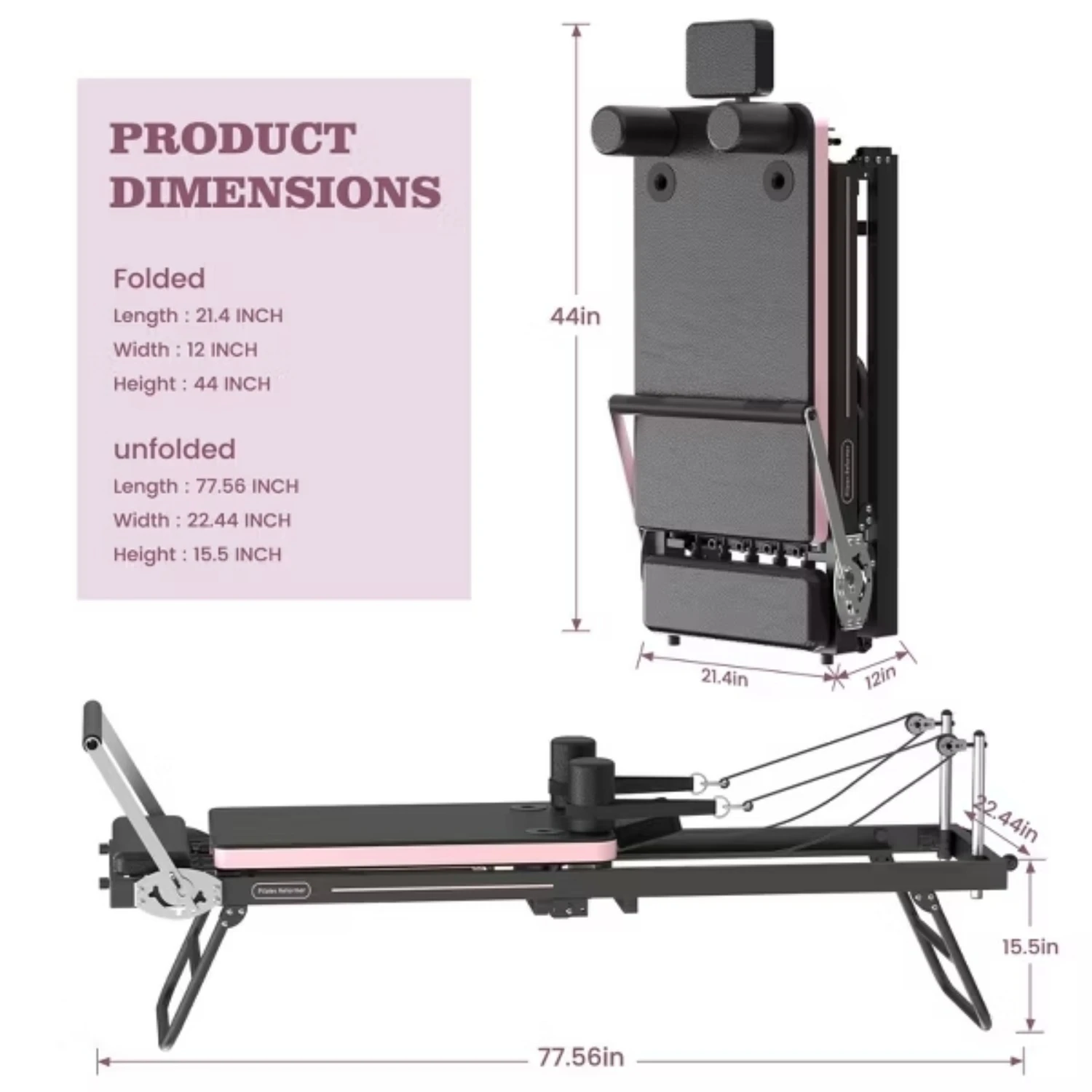 FED Fitness Foldable Pilates Equipment for Home Gym - Pilates Reformer Machine for Home Workouts, with Jump Board view 5