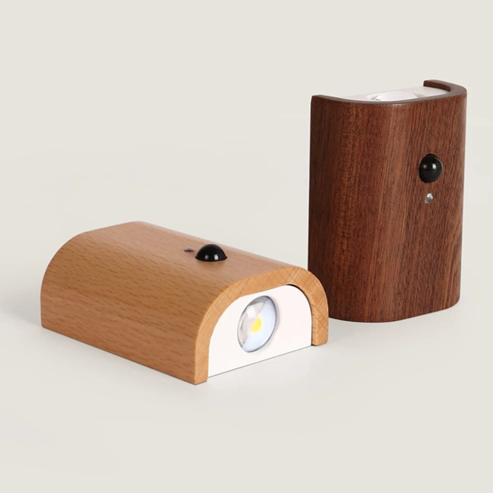 

Motion Sensor Light Wooden Wall Lamp Rechargeable LED SconceNight Light for Induction Lamp Bedroom Bathroom Decorative
