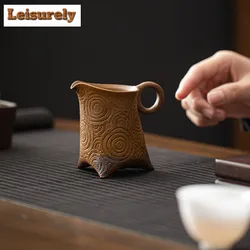 120ml Chinese Coarse Pottery Tea Pitcher Handmade Sauce Glazed Cha Hai Household Justice Cup Dahongpao Chinese Tea Set Equipment