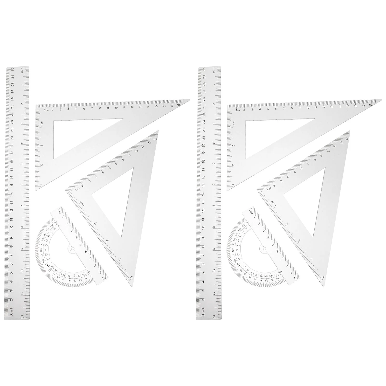 2 Sets Geometry Tool Scale Ruler Math Measuring Rulers Professional Drawing Triangle Geometric Office