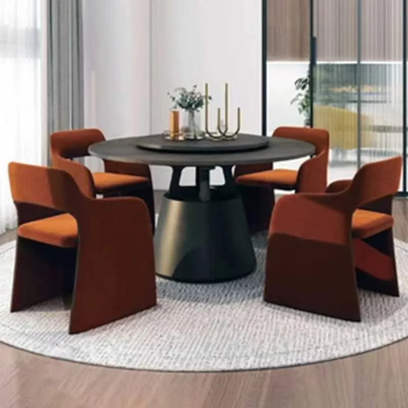 Moderne luxe oranje fluwelen restaurantfauteuil Villa hoge rugleuning casual accentstoel
