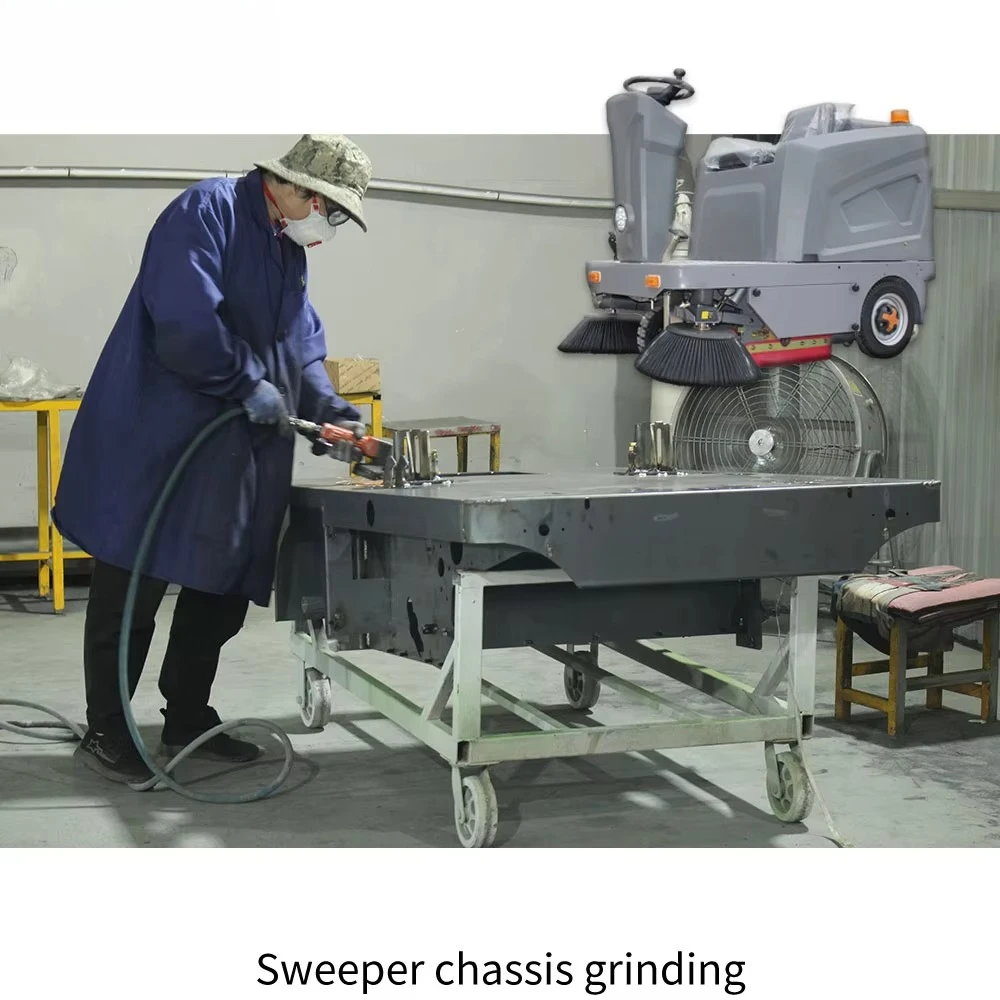 48 فولت العمل 4 ساعات عرض الكنس 1250 مللي متر تنظيف الطريق مكنسة الأرضيات الكهربائية