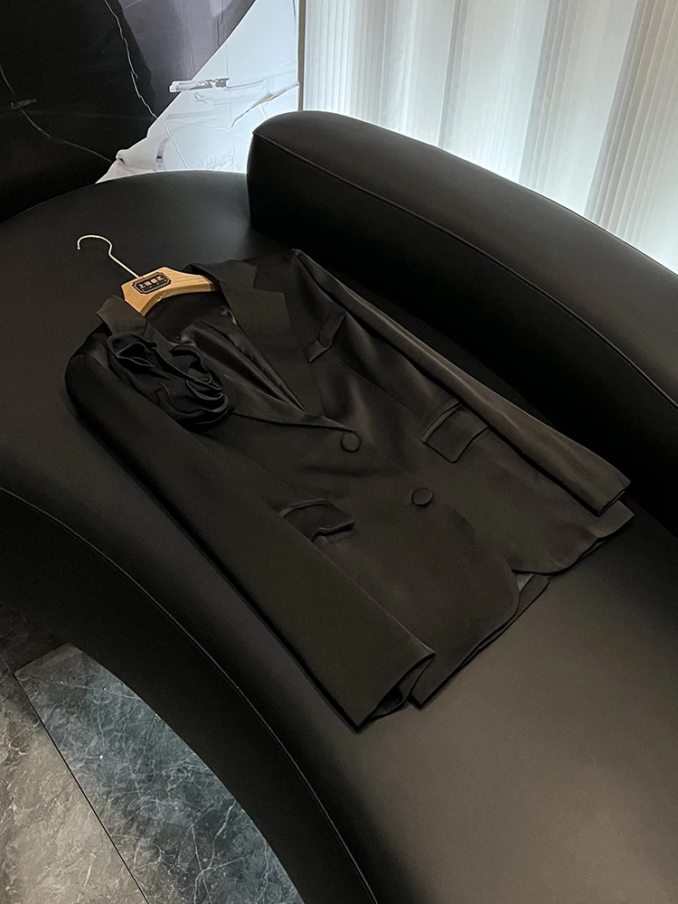 

Ele цветочный лоскутный дизайнерский костюм Jaet Faionable Pure Color 3D украшения для поездок на работу Sle женское длинное пальто све