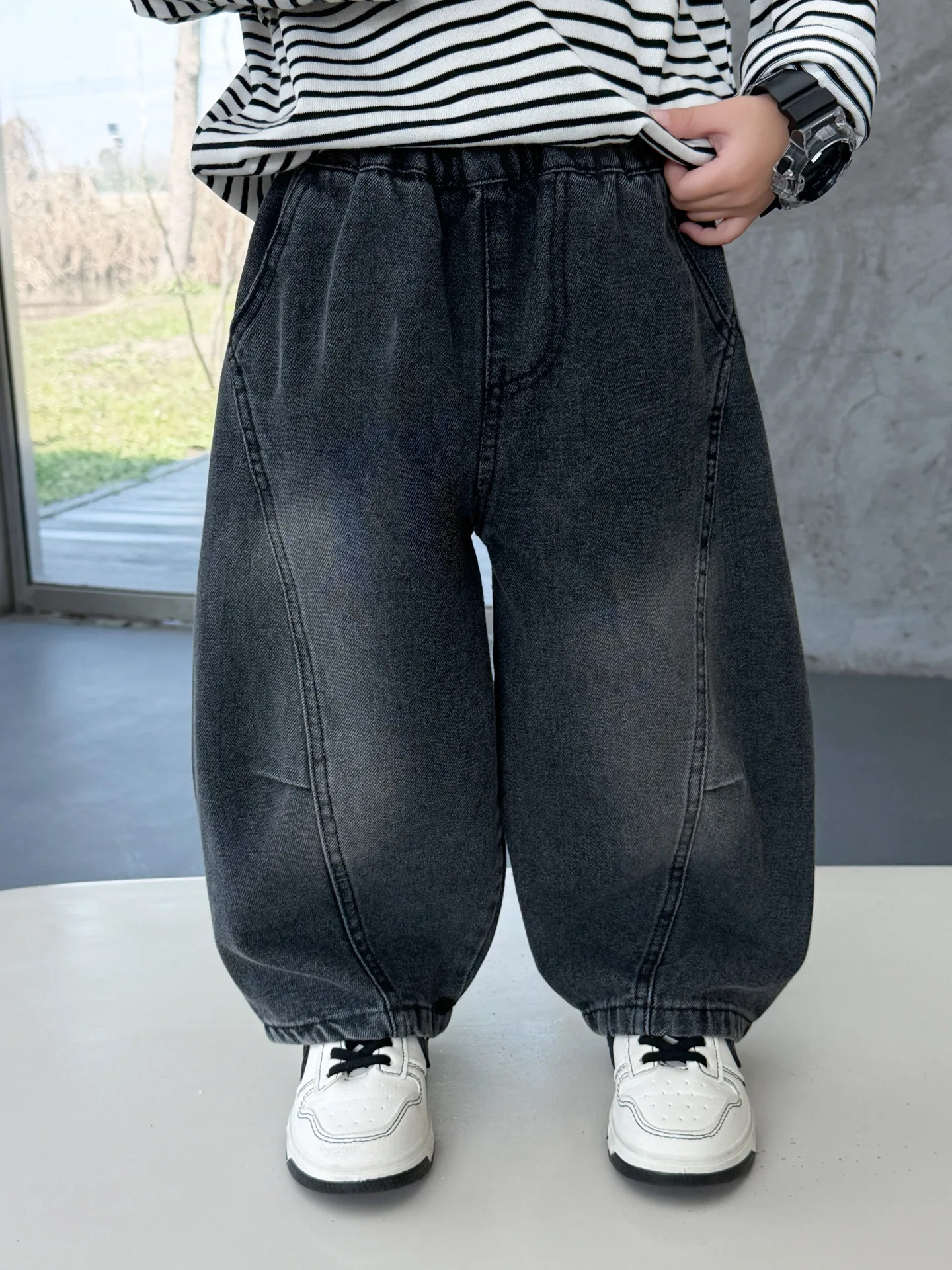 High Quality Children Jeans Boys Denim Pants Elastic Wiast Boy Jeans Loose Versatile Young Teenager Trousers 2-11 Years