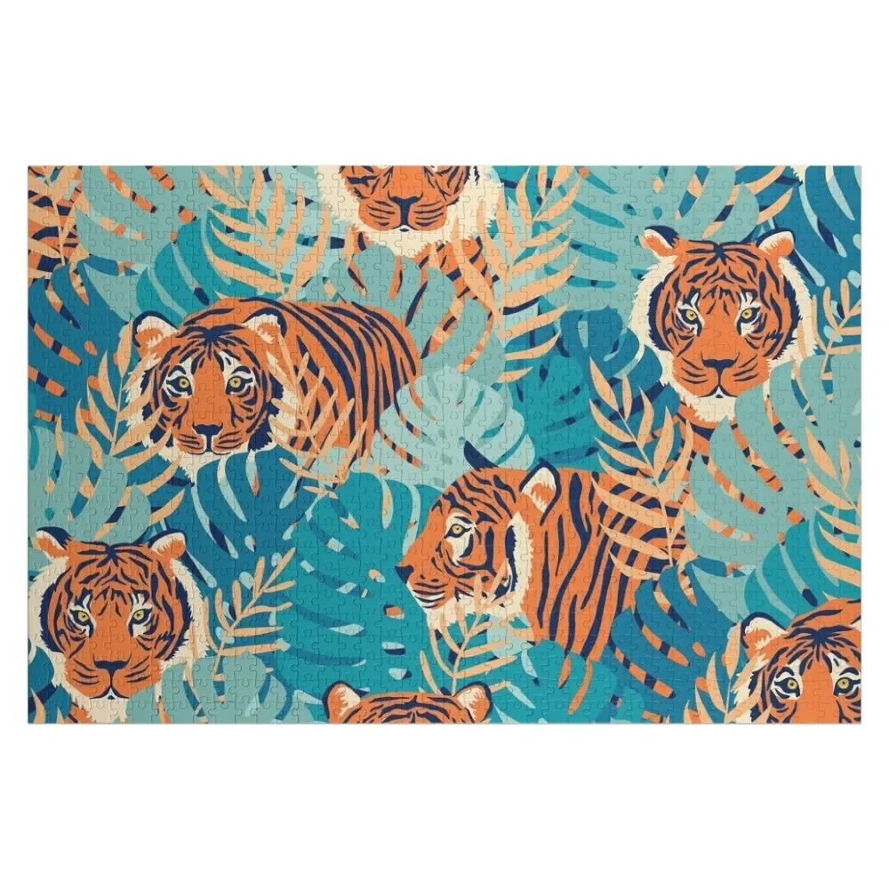 Jungle Tiger - Blue Suede Jigsaw Puzzle Wooden Jigsaws For Adults Customized Picture Animal Customizeds For Kids Puzzle