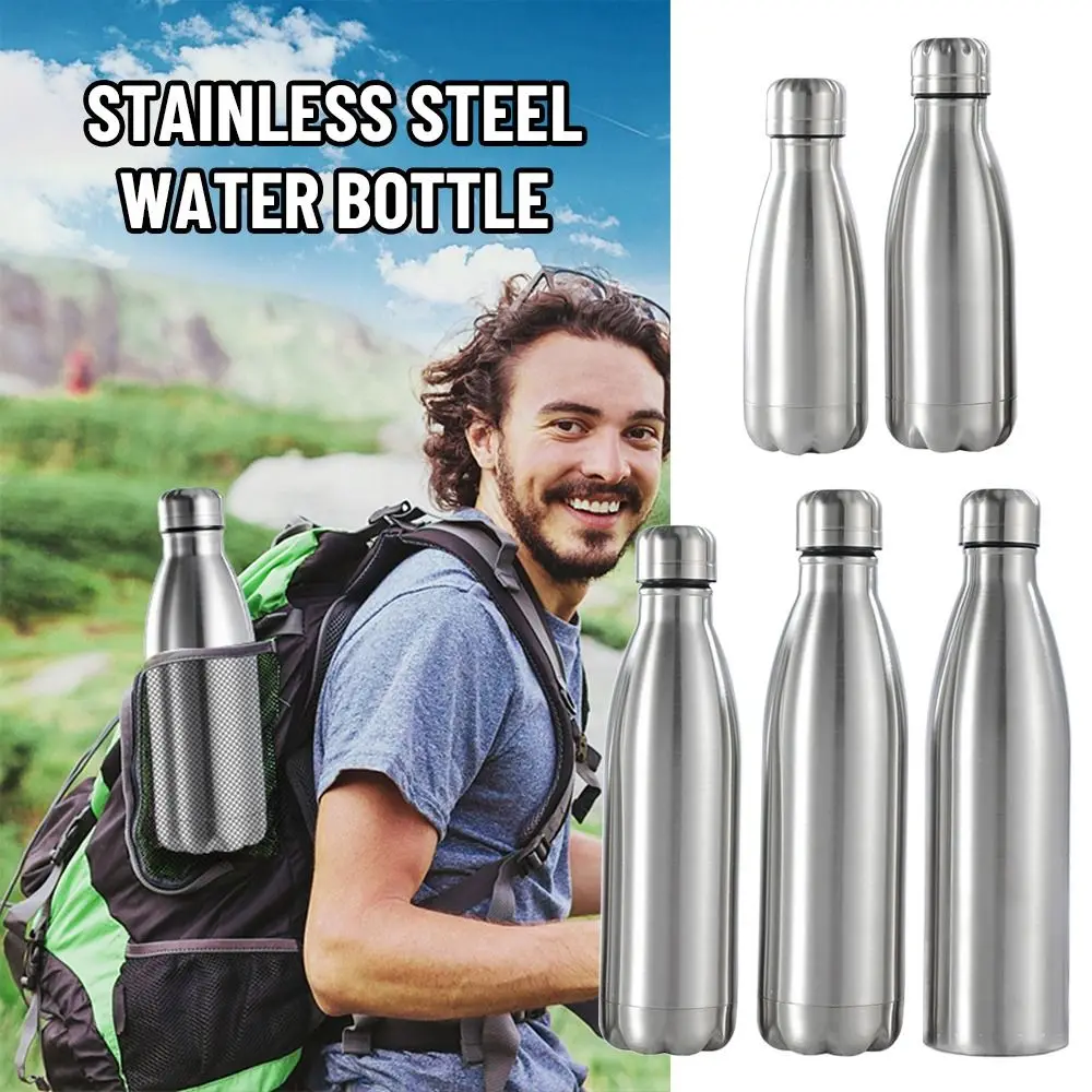 0.35/1 Liter Outdoor Monolayer Stainless Steel Sports Water Bottle Cola Drink Cup Leak-proof Kettle Drinking