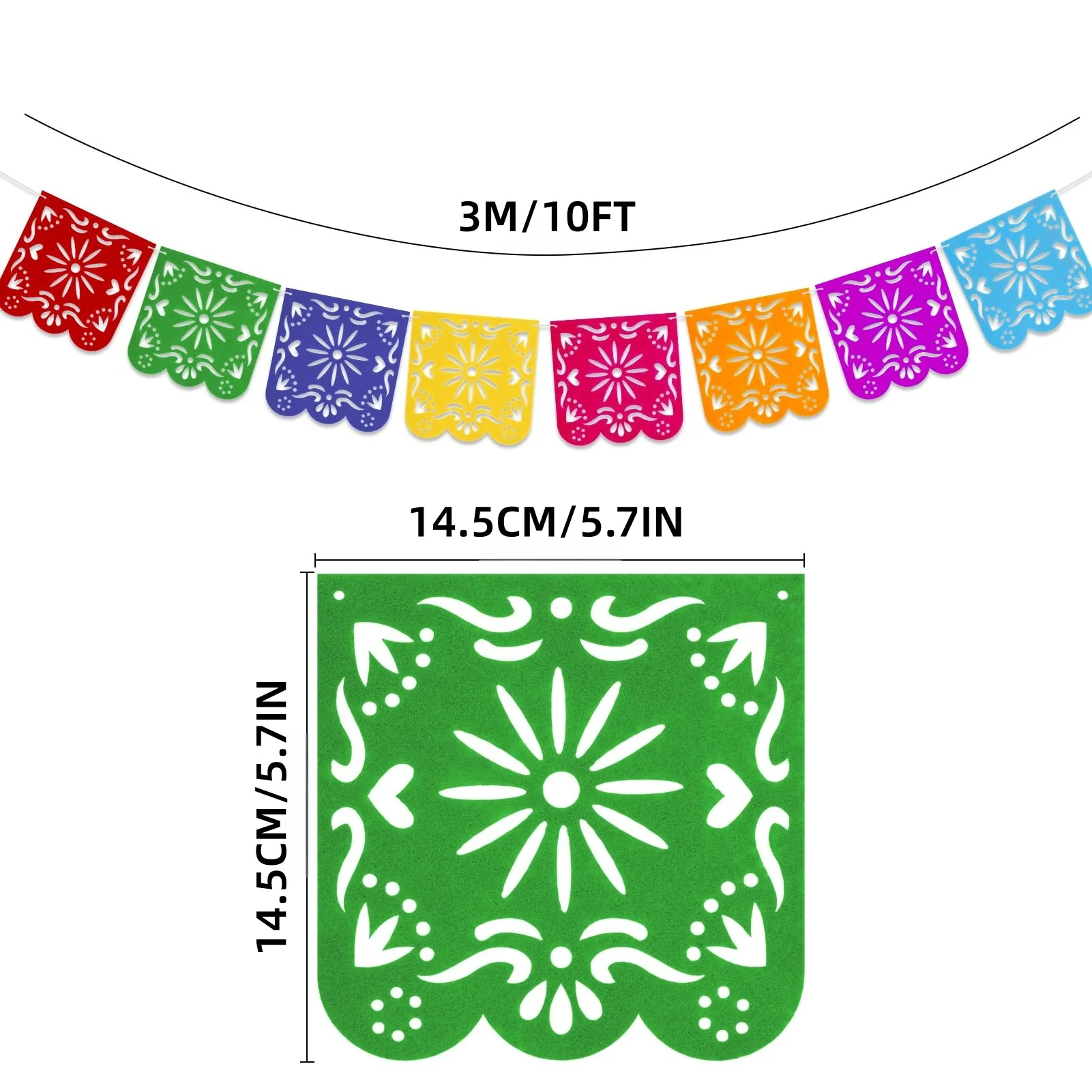1/4 Stück Mexikanische Fiesta-Party-Dekorationsbanner - Cinco De Mayo, Tag der Toten Papel Picado, für festliche Wanddekoration. – Detail 1