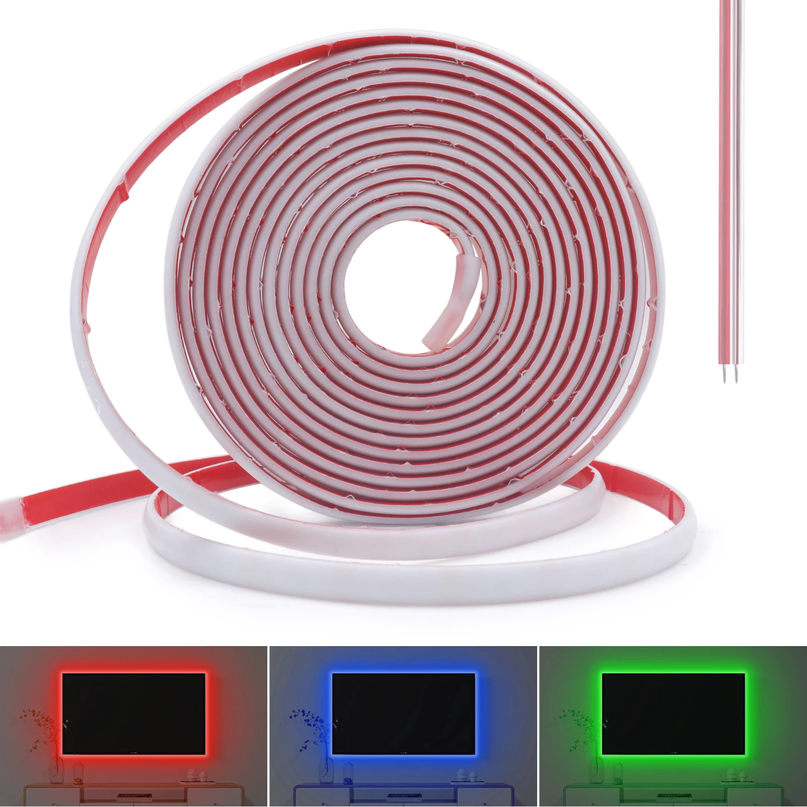 12V 24V IP68 Wasserdichter COB-Neonstreifen, hochhell, 320 LEDs/m, gelb/rosa/rot/weiß/eisblau/rosa, flexibles Bandseil, LED-Licht – Detail 12