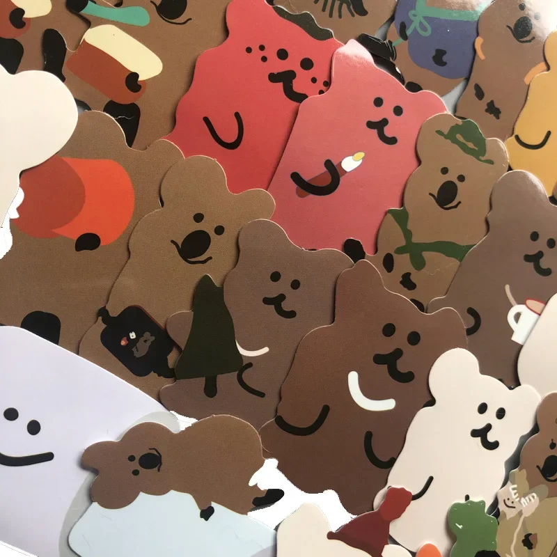 34Pcs Cute Brown Koala Ins Animal Waterproof Cartoon Stickers for Luggage Laptop Bike Phone Car Case Decal Wall Handmade Sticker