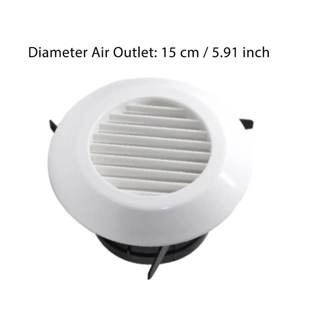 RV Air Vent Grille with Cover Round Ducting Ventilation Grilles Camper Air Extract Ventilation White 125MM