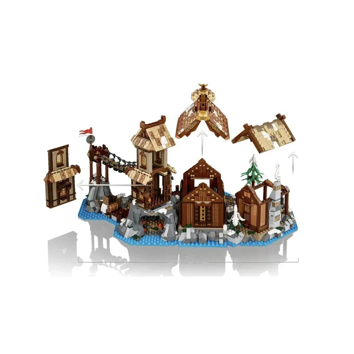 2023 NIEUWE 21343 Ideeën Viking Dorp Bouwstenen Middeleeuwse smid Huis Architectuur Model Speelgoed voor Kinderen Kerstcadeau