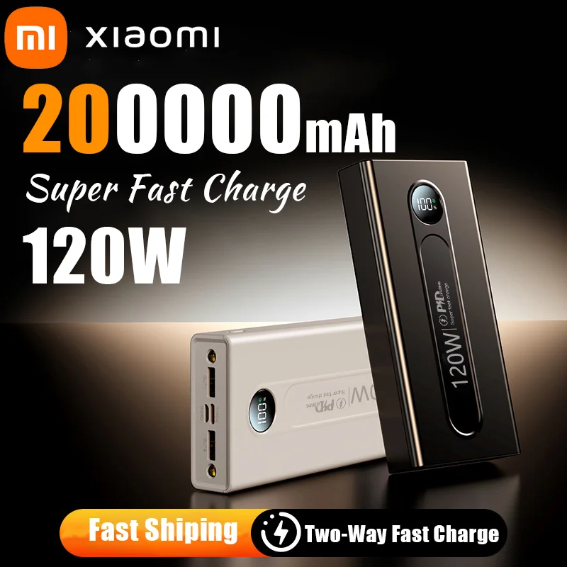 Xiaomi 200000mAh High Capacity Power Bank Digital Display Power Bank 120W Super Fast Charging Battery For Iphone Samsung Huawei