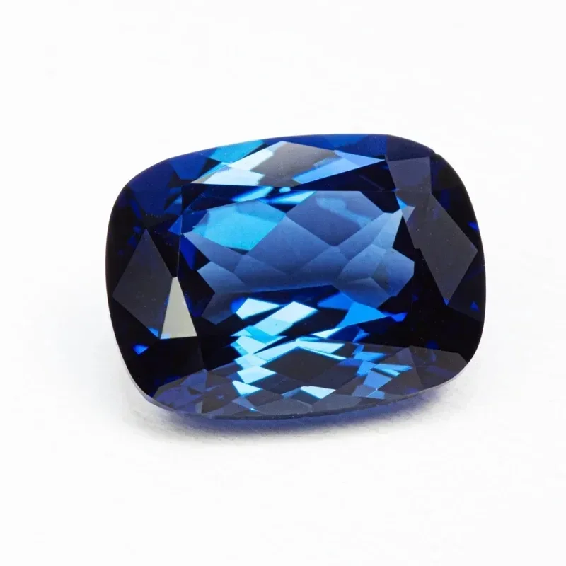 Lab Grown Sapphire Royal Blue Rectangle Cushion Shape Hand Cut Gemstone For DIY Charms Jewel Making Selectable AGL Certificate